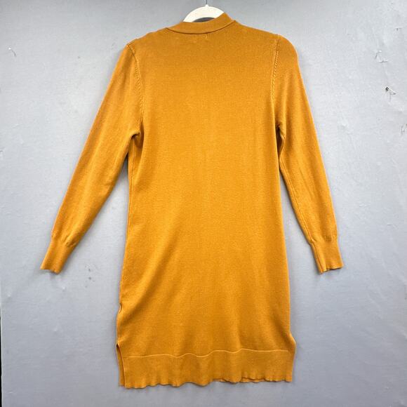 Cielo Long Cardigan Sweater M Mustard Yellow Academia School Tunic Layering Lght - Picture 3 of 15